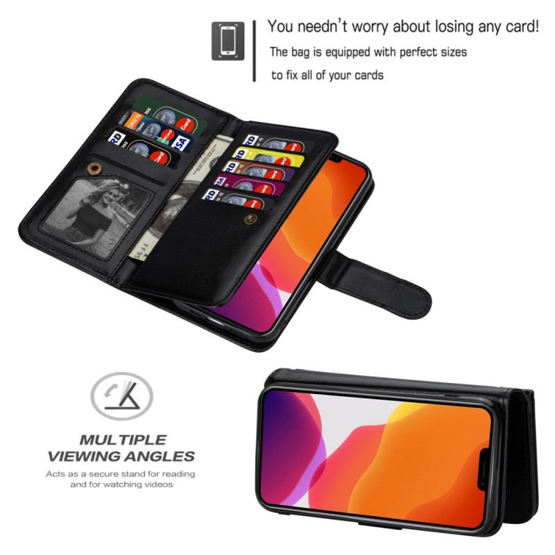 Capa Capa De Couro Para iPhone 14 Titular Destacável Para 9 Cartões