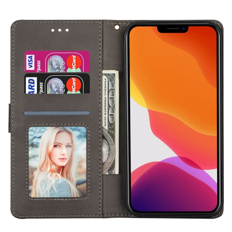 Capa Em Pele Para iPhone 14 De Cordão Porta-moedas Cordão