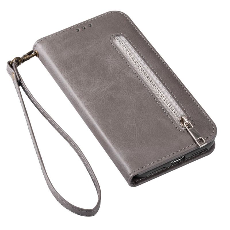 Capa Em Pele Para iPhone 14 De Cordão Porta-moedas Cordão