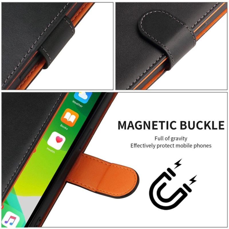 Capa Em Pele Para iPhone 14 Negócios Bicolores