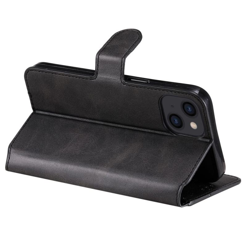Capa Flip Para iPhone 14 Efeito Couro Retrô