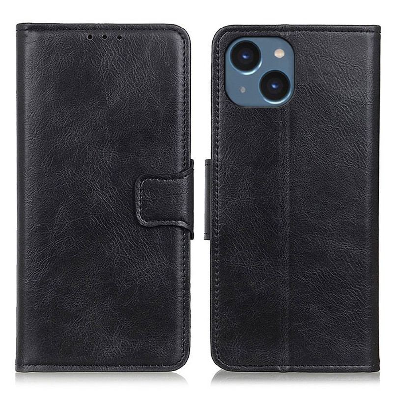 Capa Folio Para iPhone 14 Fecho De Couro Estilo Reversível