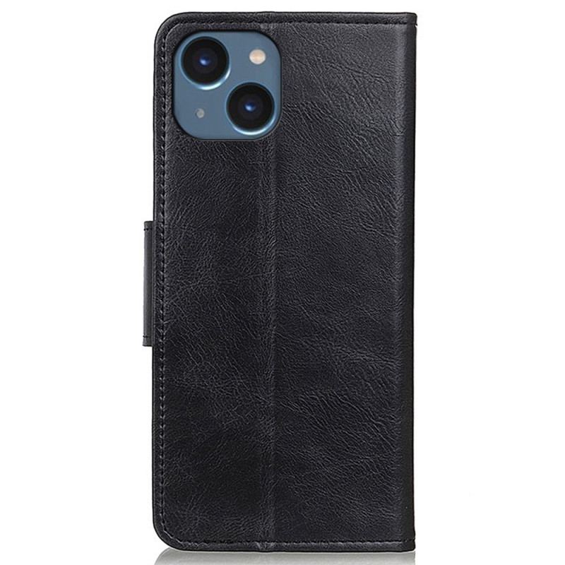 Capa Folio Para iPhone 14 Fecho De Couro Estilo Reversível