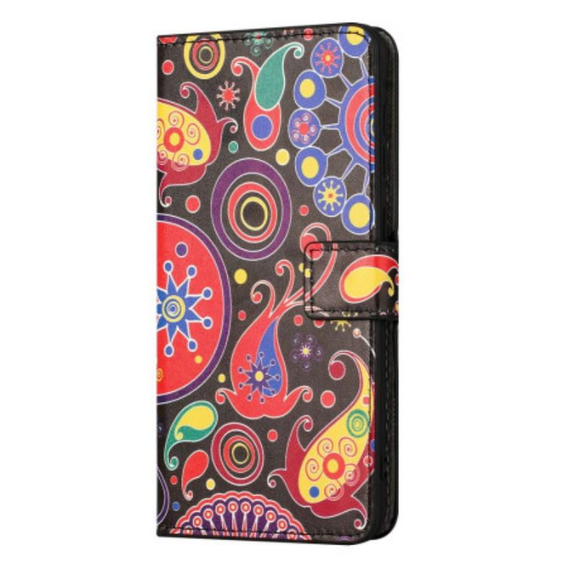 Capa Folio Para iPhone 14 Padrão De Galáxia