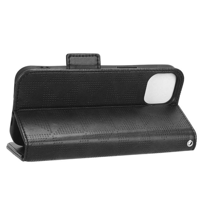 Capa Folio Para iPhone 14 Triângulos Com Cordão