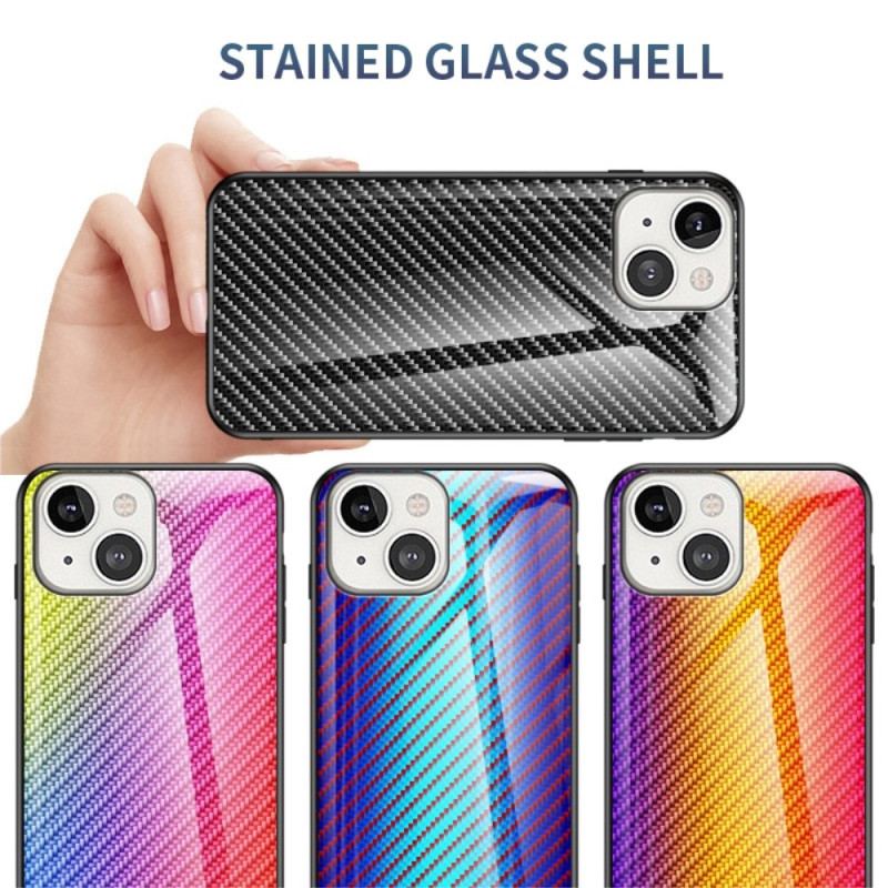 Capa Para iPhone 14 Vidro Temperado De Fibra De Carbono