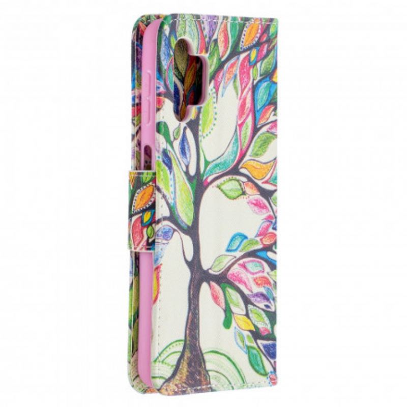 Capa De Couro Para Samsung Galaxy A32 5G Árvore Colorida