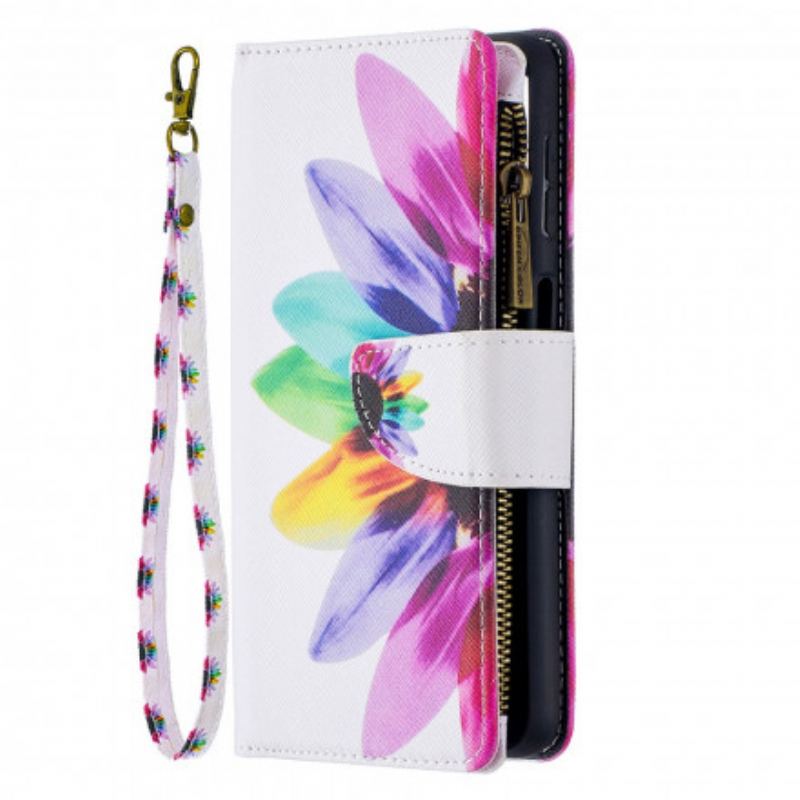 Capa De Couro Para Samsung Galaxy A32 5G Bolso Com Zíper Flor