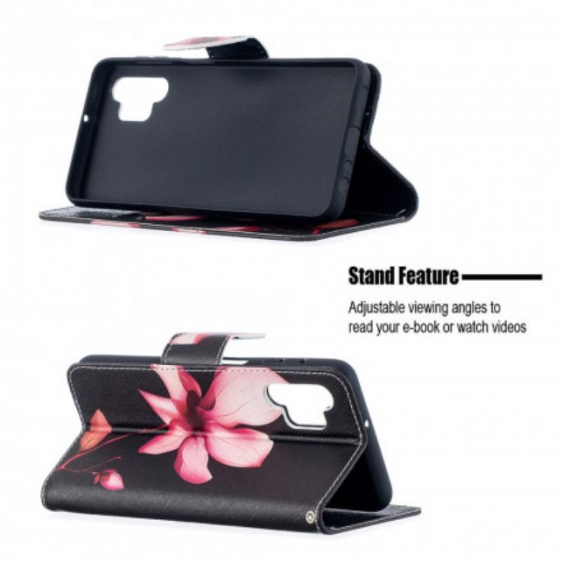 Capa De Couro Para Samsung Galaxy A32 5G Flor Rosa