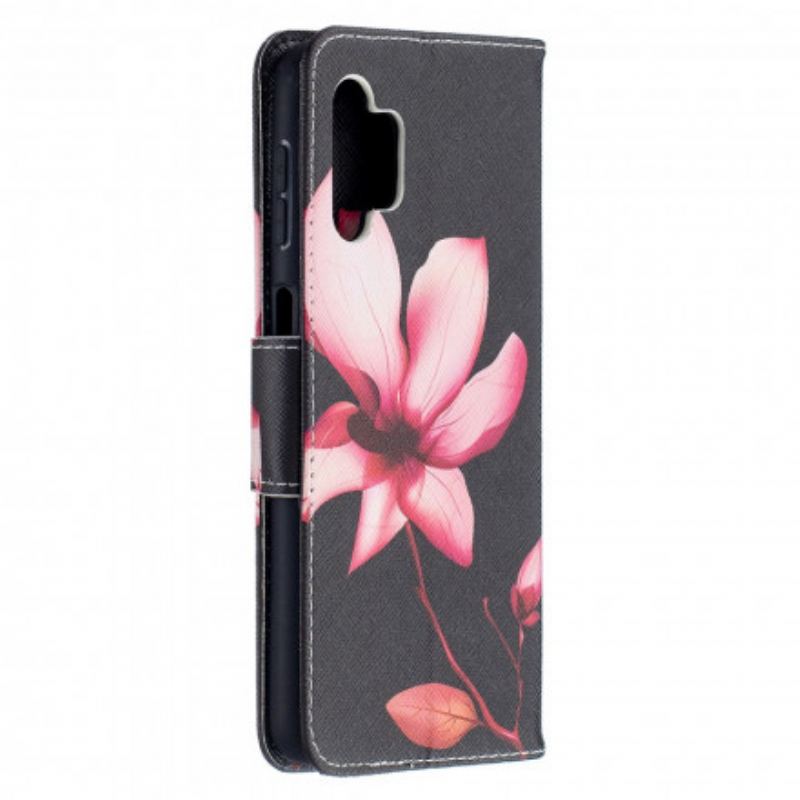 Capa De Couro Para Samsung Galaxy A32 5G Flor Rosa