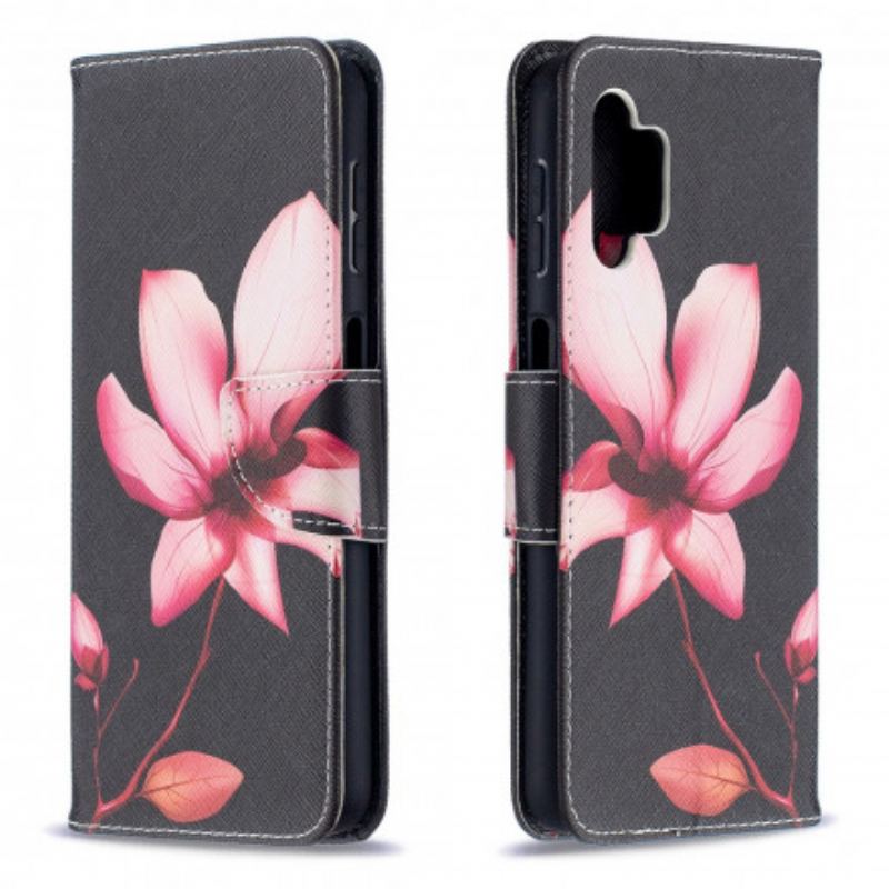 Capa De Couro Para Samsung Galaxy A32 5G Flor Rosa