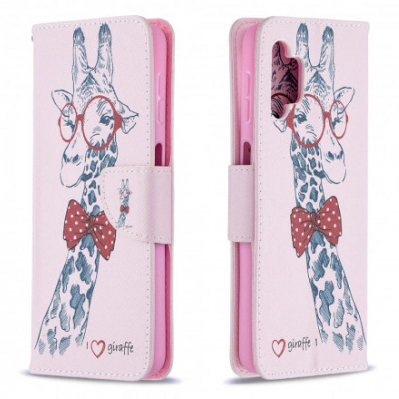Capa De Couro Para Samsung Galaxy A32 5G Girafa Inteligente