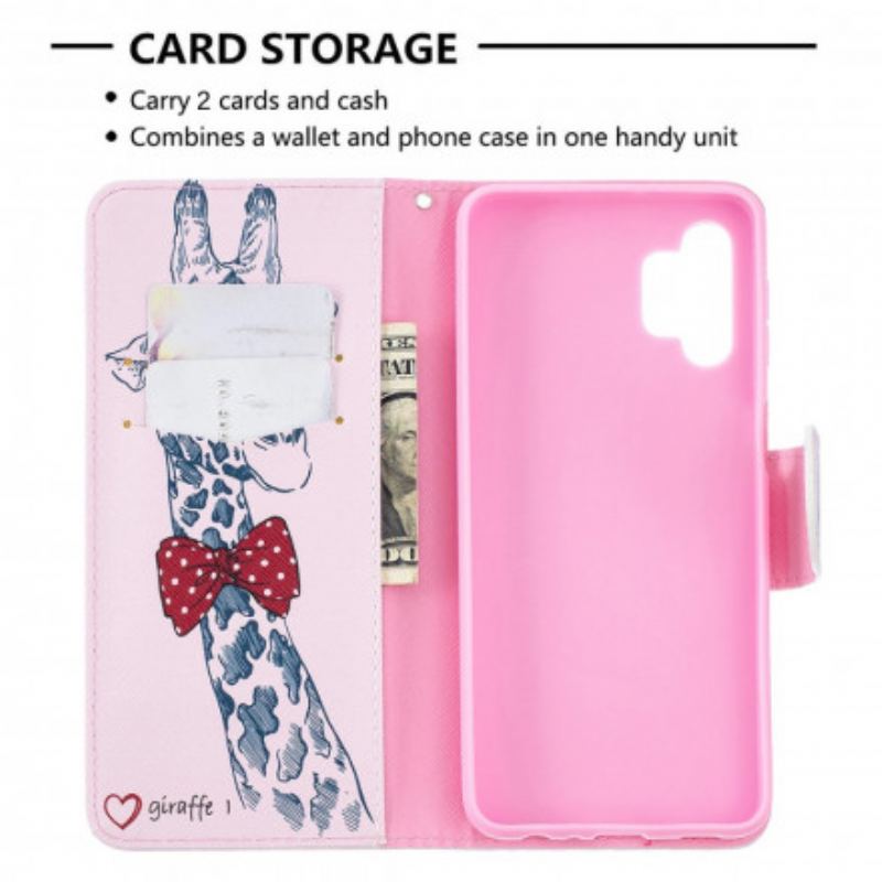 Capa De Couro Para Samsung Galaxy A32 5G Girafa Inteligente