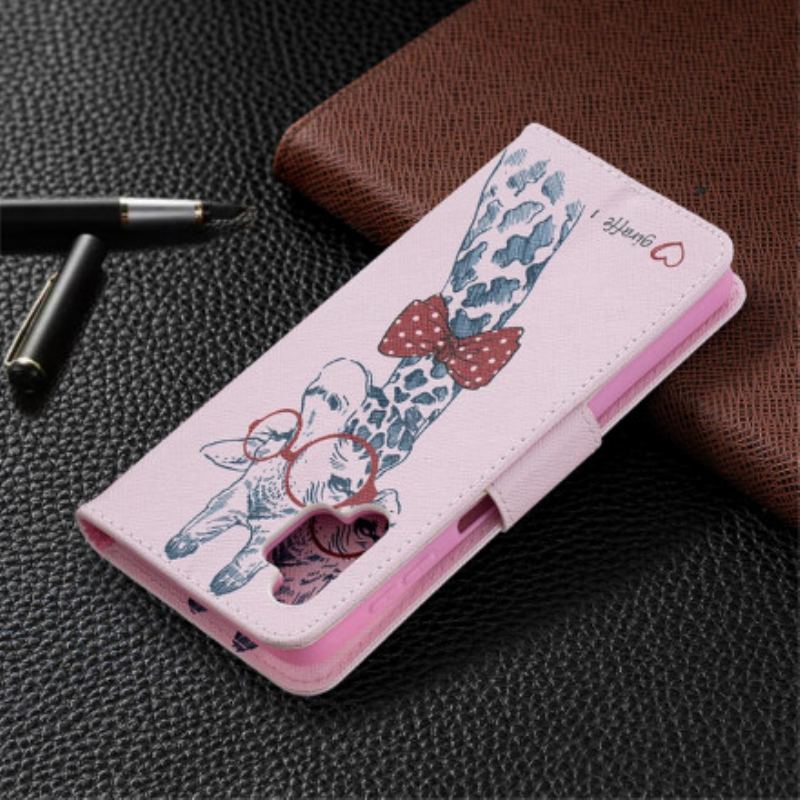 Capa De Couro Para Samsung Galaxy A32 5G Girafa Inteligente