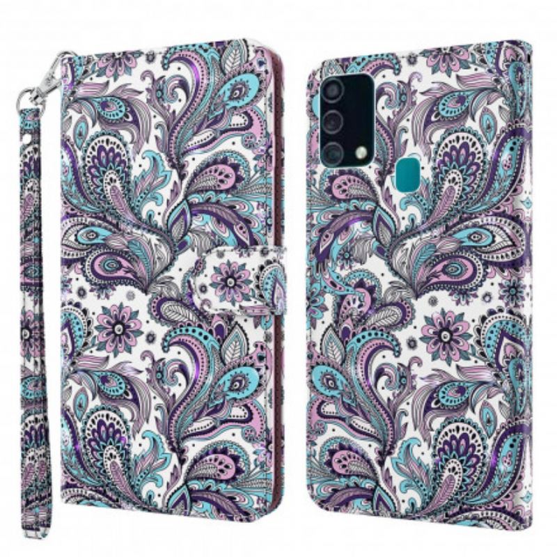 Capa De Couro Para Samsung Galaxy A32 5G Padrões De Flores De Ponto De Luz