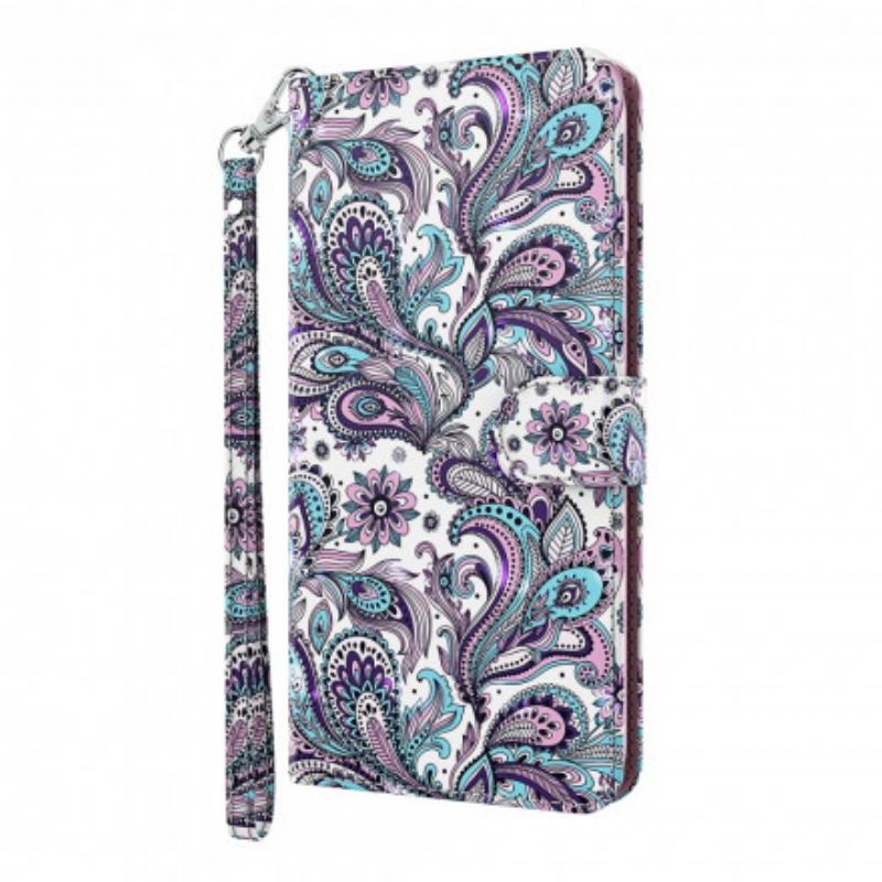 Capa De Couro Para Samsung Galaxy A32 5G Padrões De Flores De Ponto De Luz