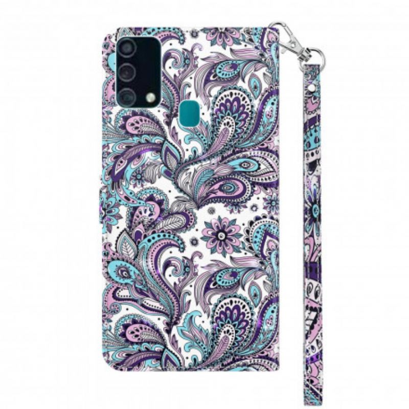 Capa De Couro Para Samsung Galaxy A32 5G Padrões De Flores De Ponto De Luz