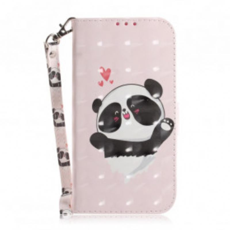 Capa Flip Para Samsung Galaxy A32 5G De Cordão Panda Love Com Cordão