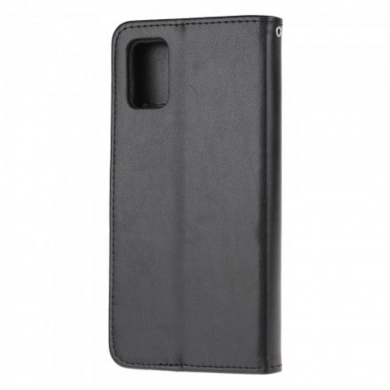 Capa Flip Para Samsung Galaxy A32 5G De Cordão Pulseira Borboletas E Flores
