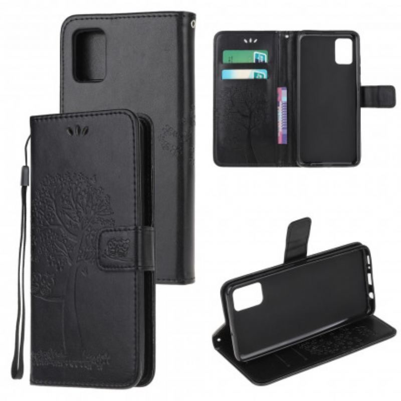 Capa Flip Para Samsung Galaxy A32 5G De Cordão Tanga E Corujas
