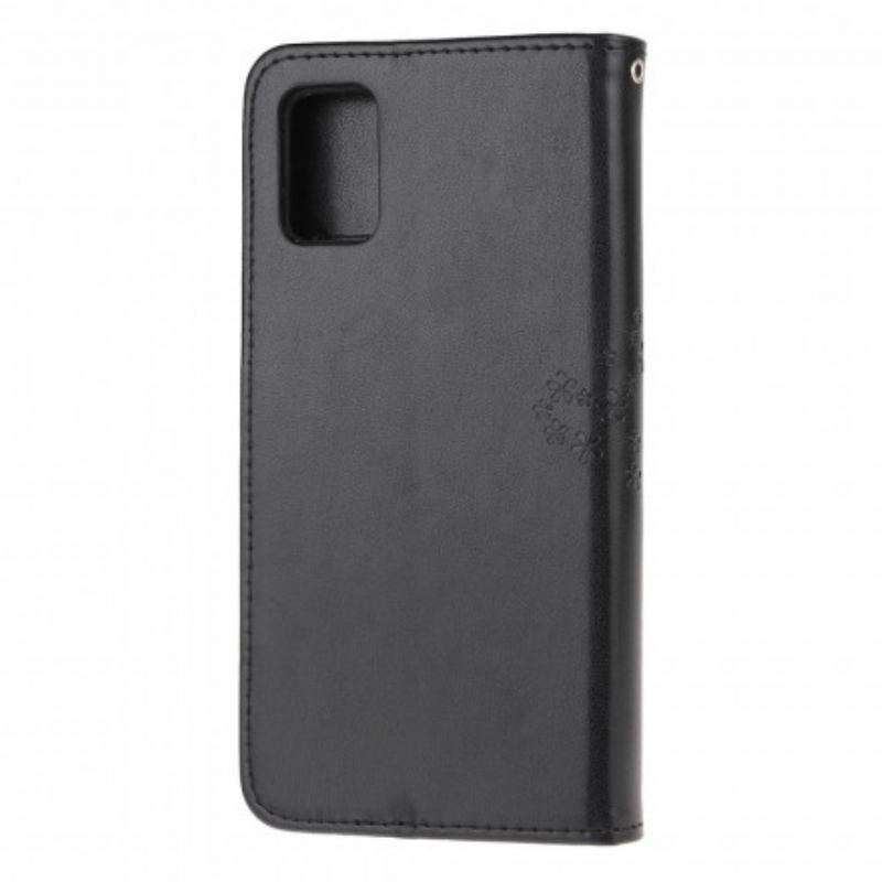 Capa Flip Para Samsung Galaxy A32 5G De Cordão Tanga E Corujas