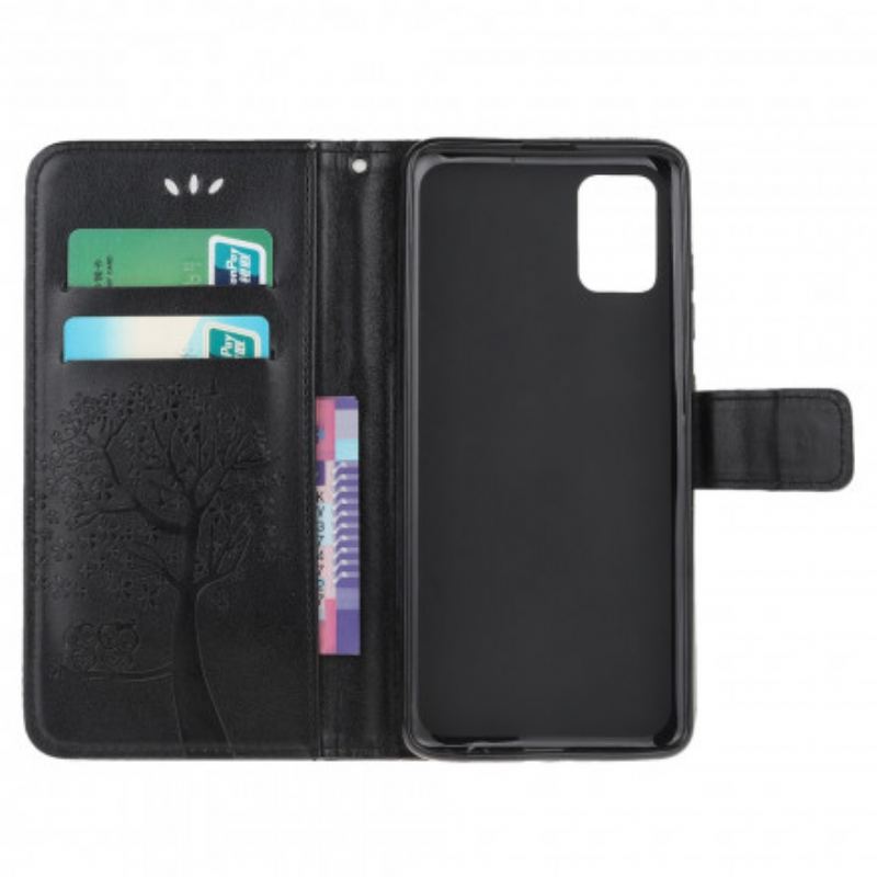 Capa Flip Para Samsung Galaxy A32 5G De Cordão Tanga E Corujas