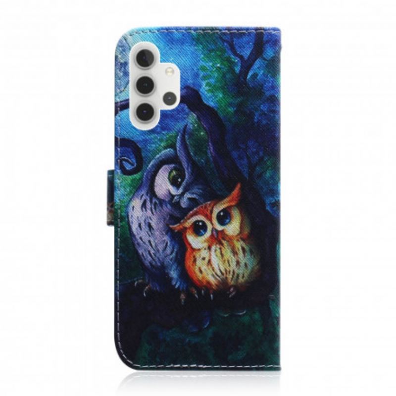 Capa Flip Para Samsung Galaxy A32 5G Pintura De Corujas