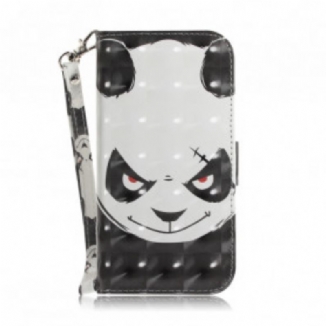 Capa Folio Para Samsung Galaxy A32 5G De Cordão Panda Irritado Com Cordão