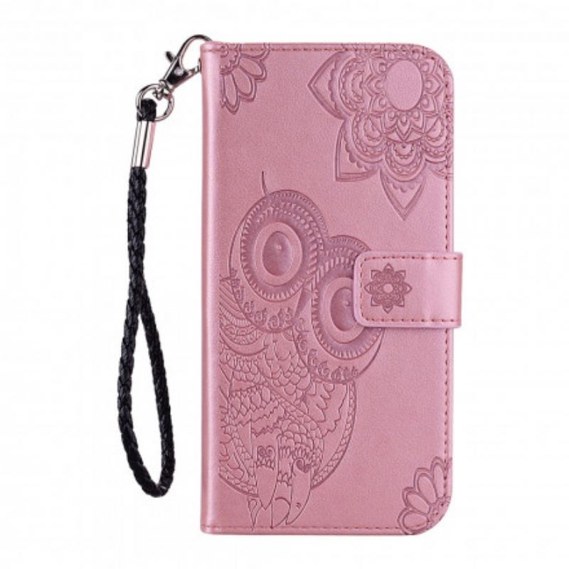 Capa Folio Para Samsung Galaxy A32 5G Coruja Mandala E Cordão