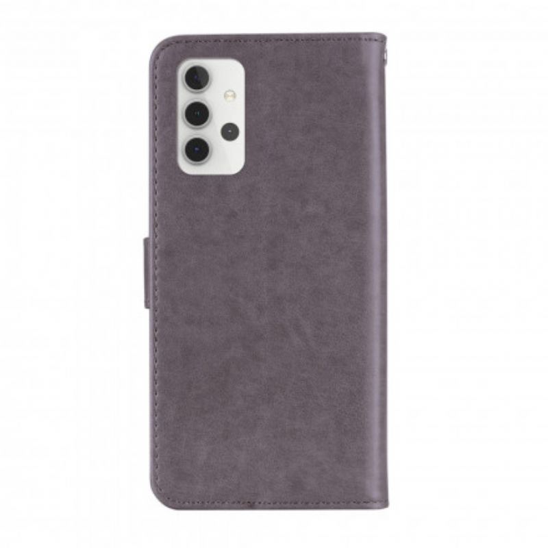 Capa Folio Para Samsung Galaxy A32 5G Coruja Mandala E Cordão