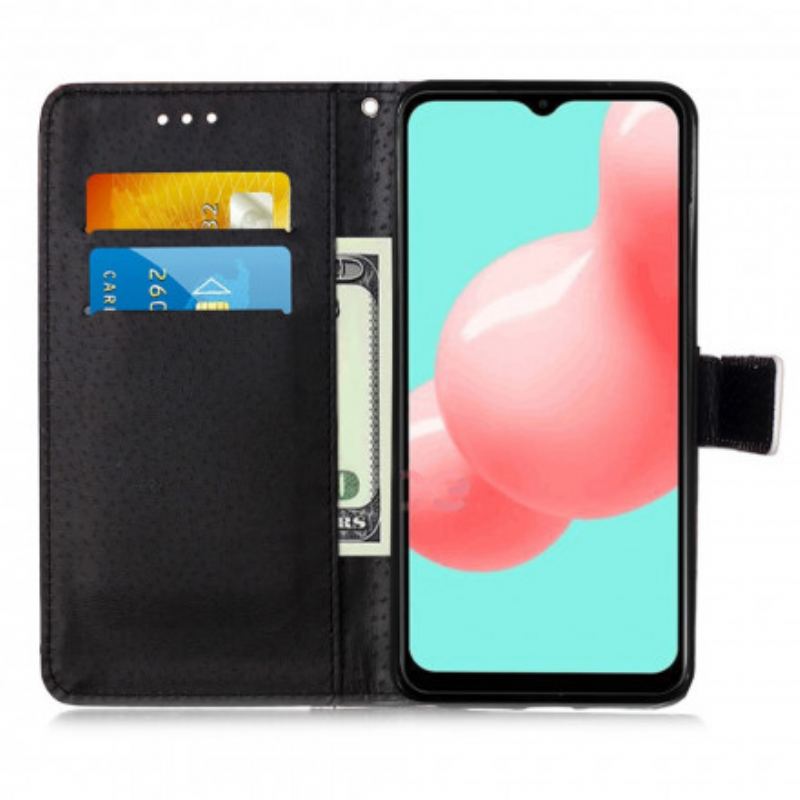 Capa Folio Para Samsung Galaxy A32 5G Rosas Douradas