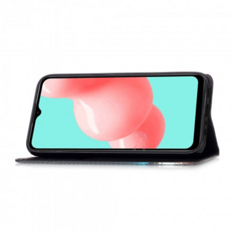 Capa Folio Para Samsung Galaxy A32 5G Rosas Douradas