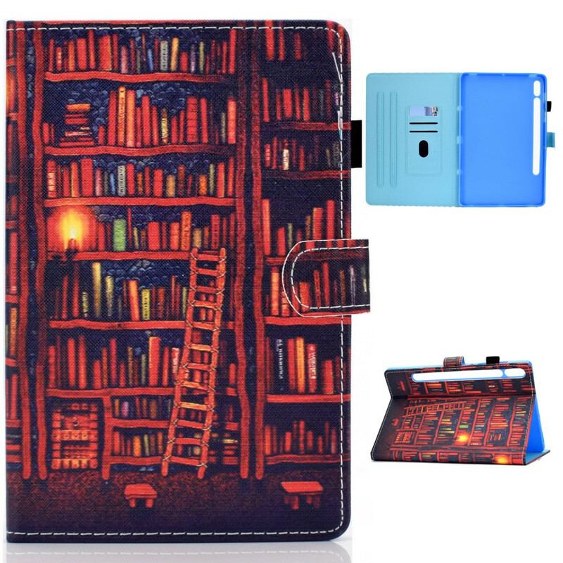 Capa De Couro Para Samsung Galaxy Tab S8 / Tab S7 Biblioteca