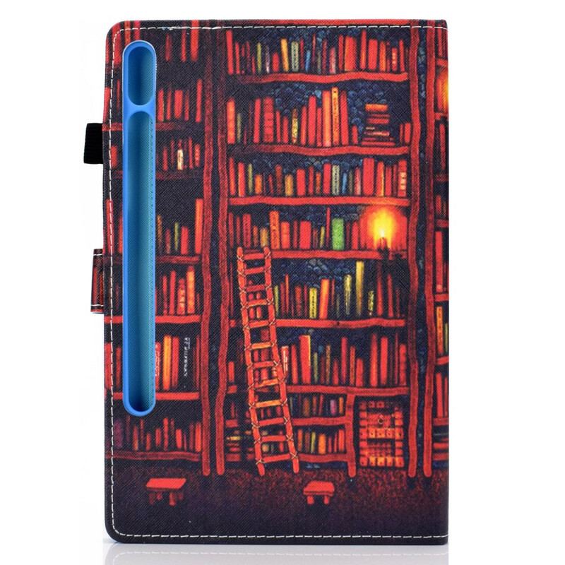 Capa De Couro Para Samsung Galaxy Tab S8 / Tab S7 Biblioteca