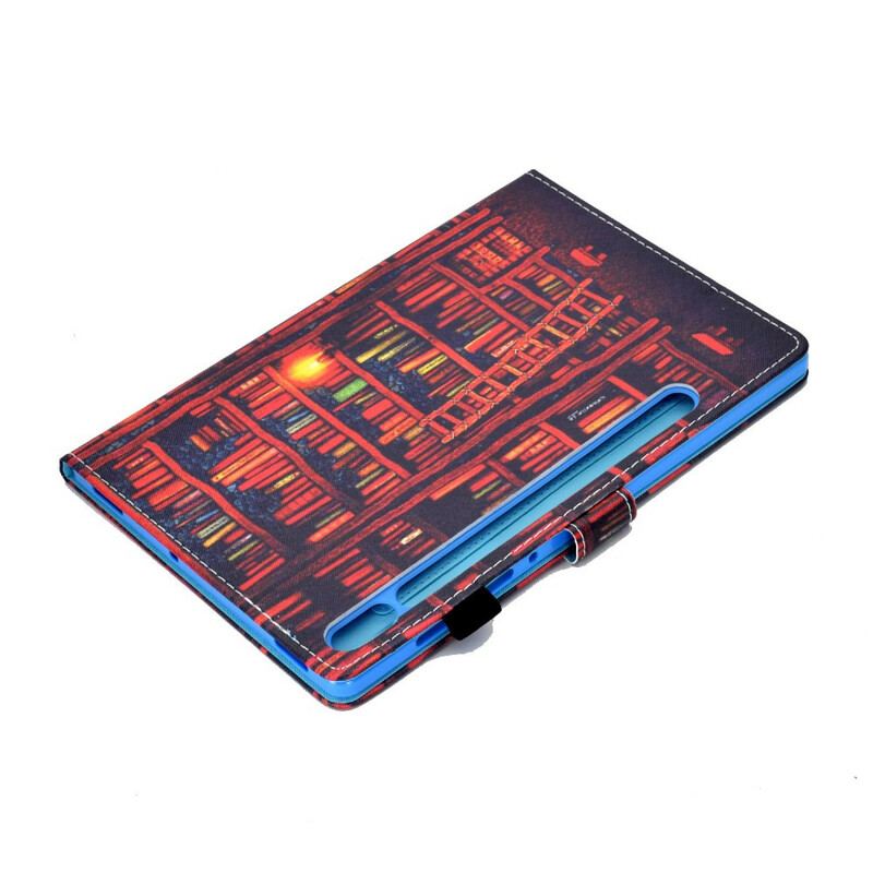 Capa De Couro Para Samsung Galaxy Tab S8 / Tab S7 Biblioteca