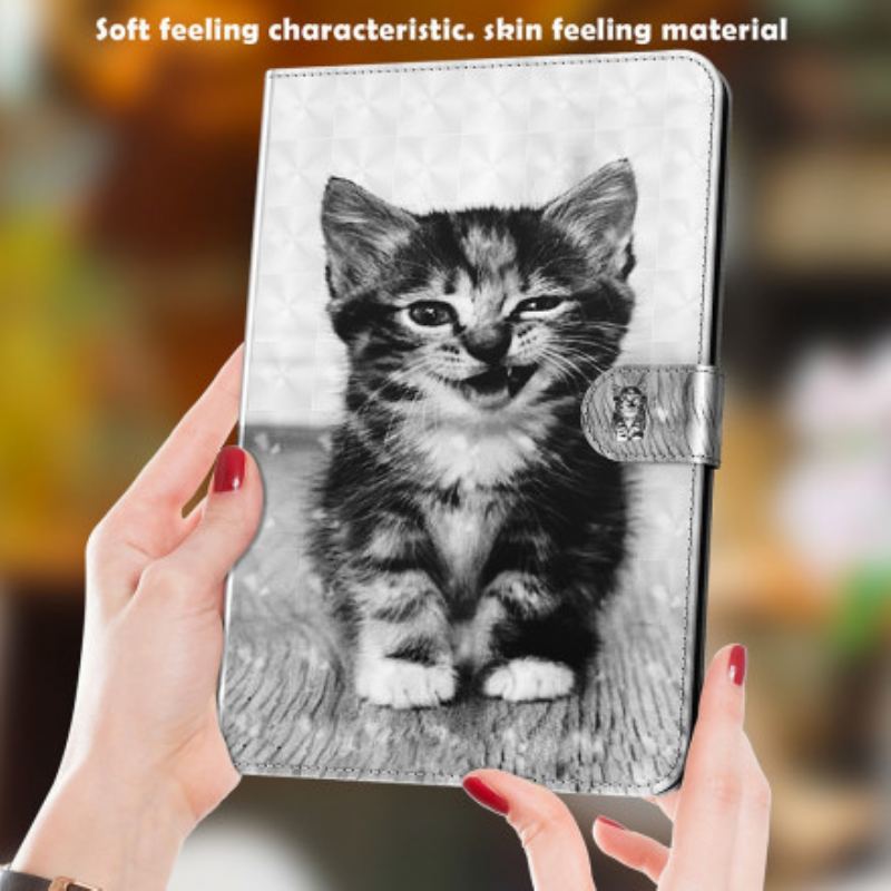 Capa De Couro Para Samsung Galaxy Tab S8 / Tab S7 Gatinho De Couro Falso