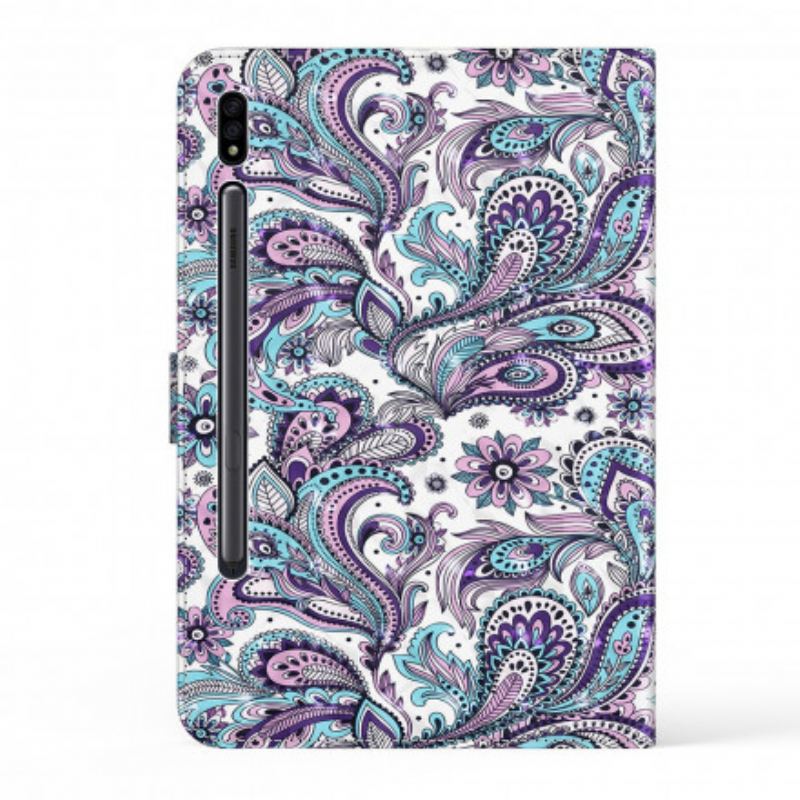Capa De Couro Para Samsung Galaxy Tab S8 / Tab S7 Padrão Paisley De Couro Sintético