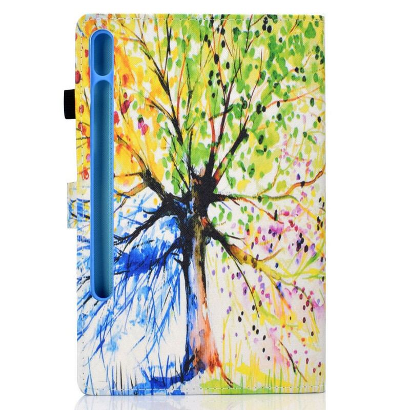 Capa Em Pele Para Samsung Galaxy Tab S8 / Tab S7 Aquarela Árvore