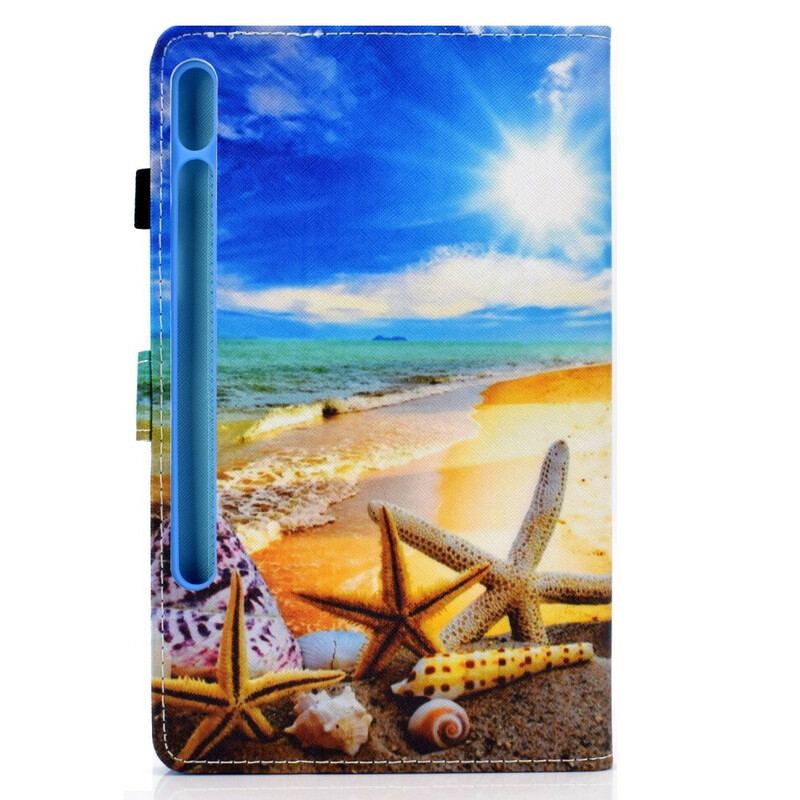 Capa Em Pele Para Samsung Galaxy Tab S8 / Tab S7 Praia Divertida
