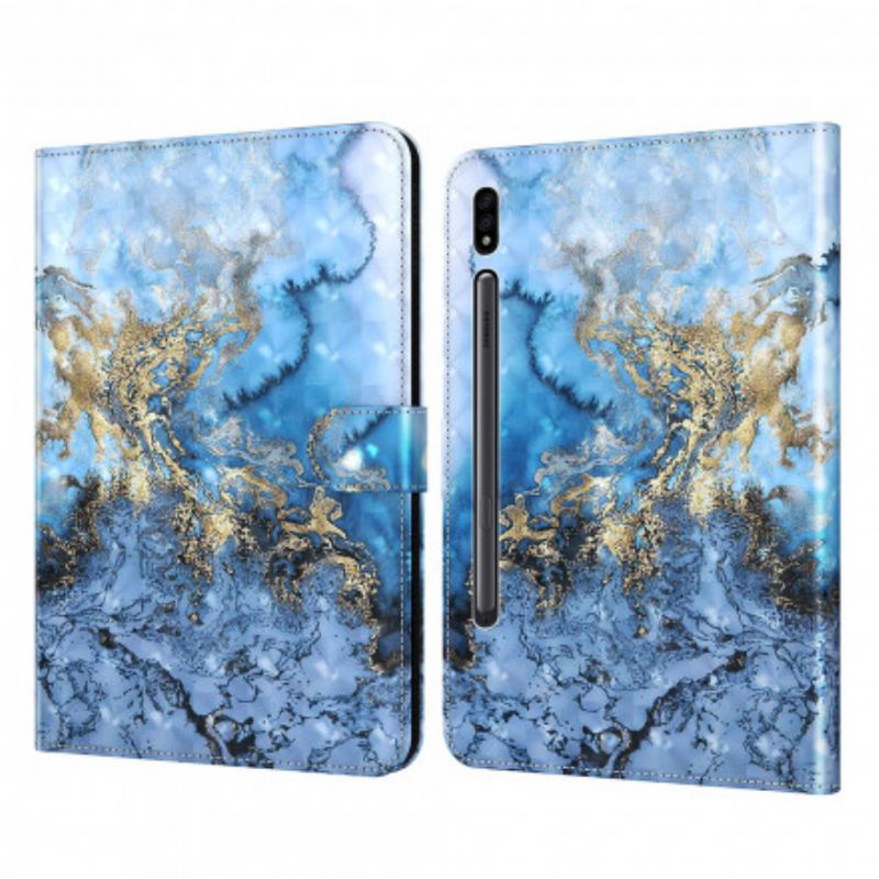 Capa Flip Para Samsung Galaxy Tab S8 / Tab S7 Couro Sintético Mar
