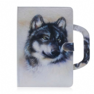 Capa Flip Para Samsung Galaxy Tab S8 / Tab S7 Lobo Com Alça