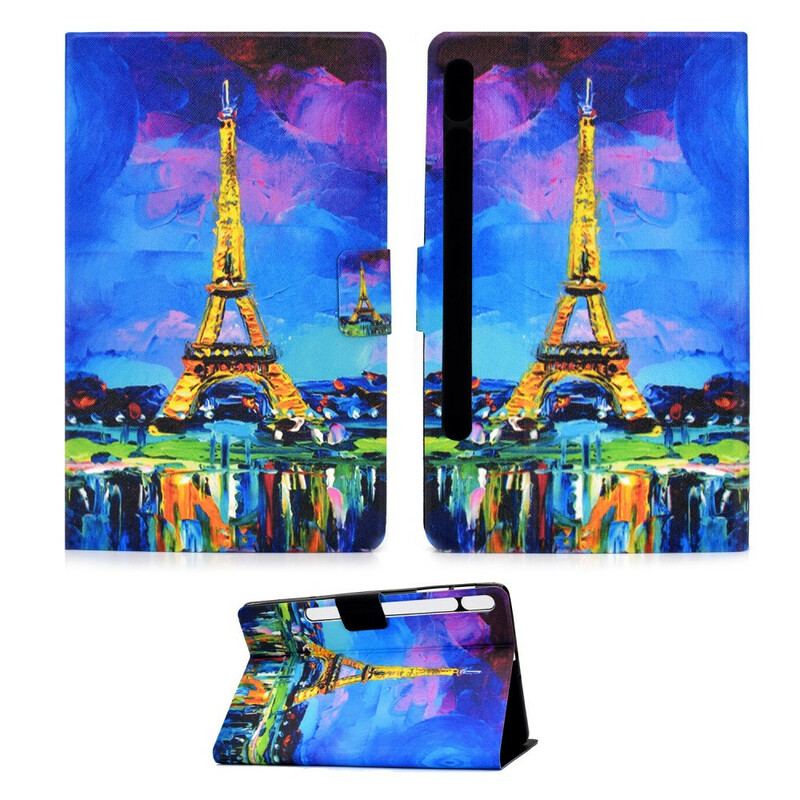 Capa Flip Para Samsung Galaxy Tab S8 / Tab S7 Torre Eiffel