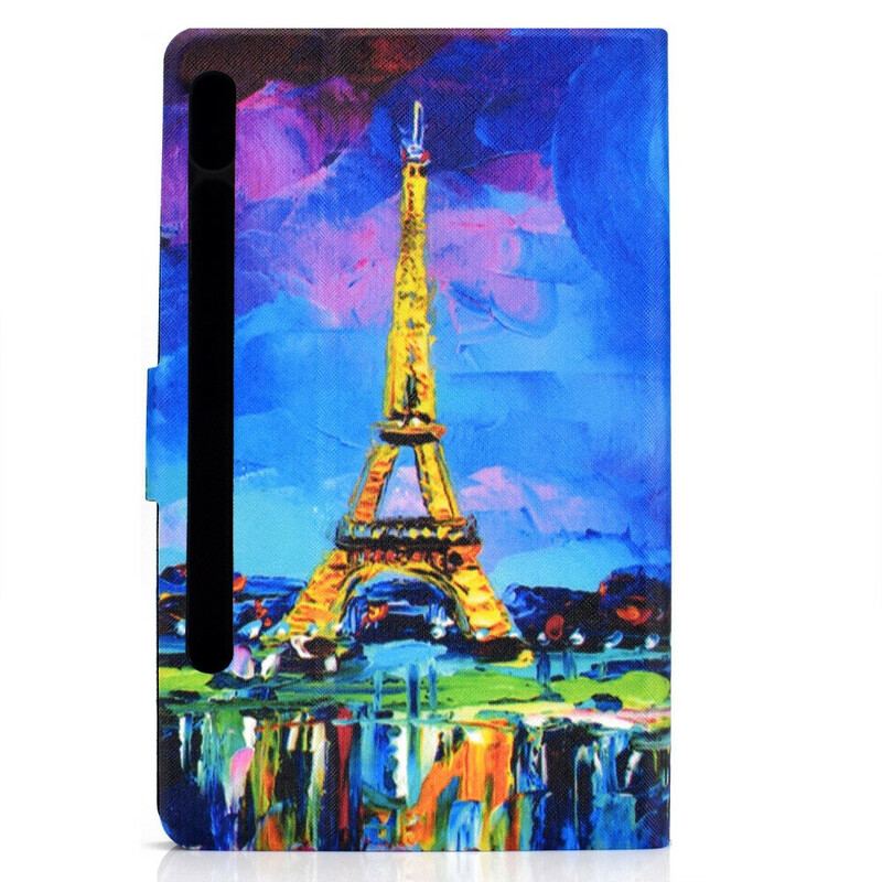 Capa Flip Para Samsung Galaxy Tab S8 / Tab S7 Torre Eiffel