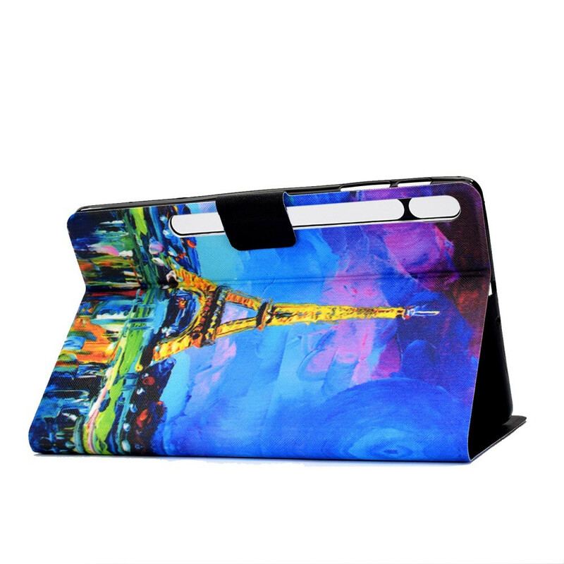 Capa Flip Para Samsung Galaxy Tab S8 / Tab S7 Torre Eiffel