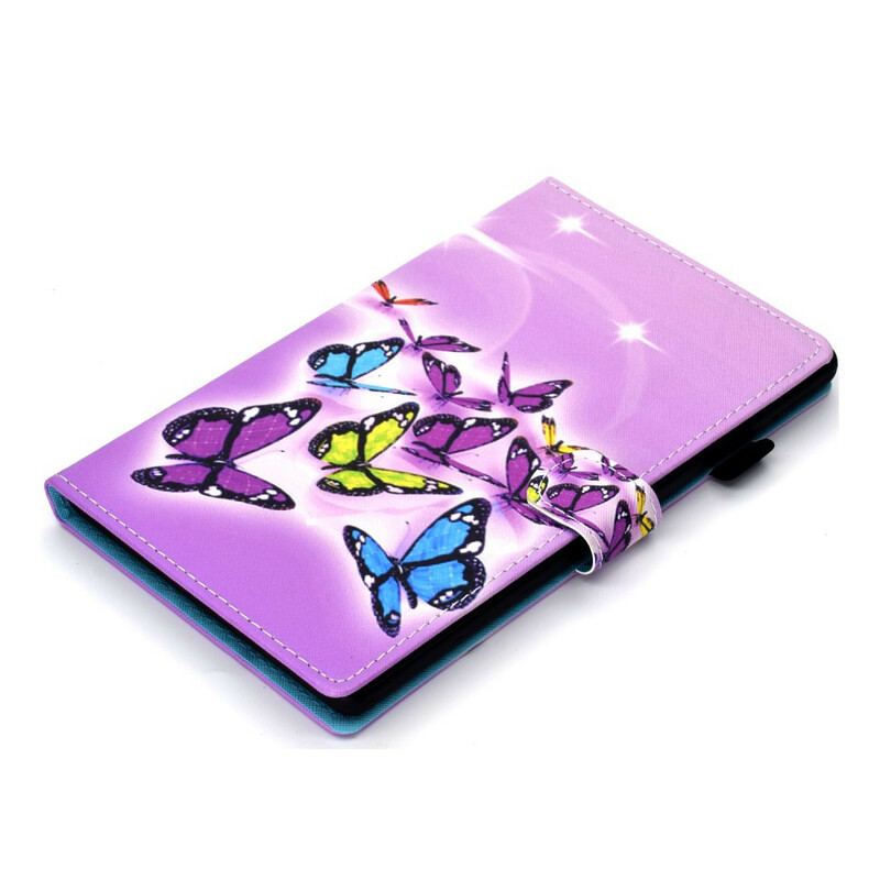 Capa Folio Para Samsung Galaxy Tab S8 / Tab S7 Borboletas Pintadas