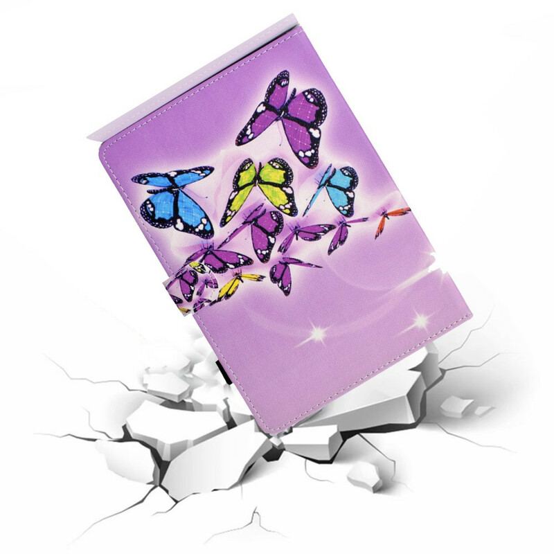 Capa Folio Para Samsung Galaxy Tab S8 / Tab S7 Borboletas Pintadas
