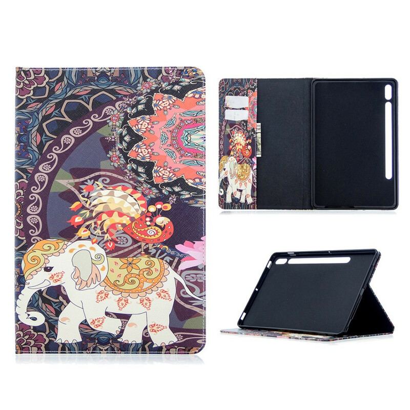 Capa Folio Para Samsung Galaxy Tab S8 / Tab S7 Estampa Elefante