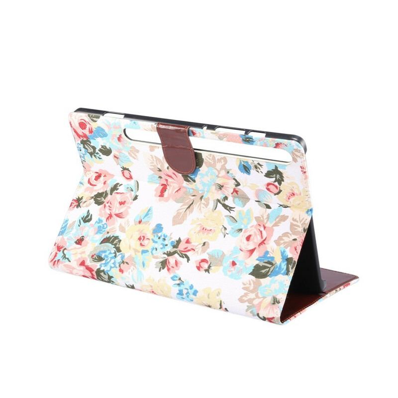 Capa Folio Para Samsung Galaxy Tab S8 / Tab S7 Flores Da Liberdade