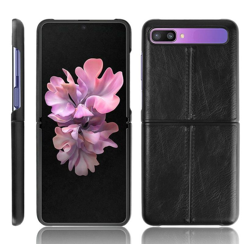 Capa Para Samsung Galaxy Z Flip De Couro Efeito Couro Couture
