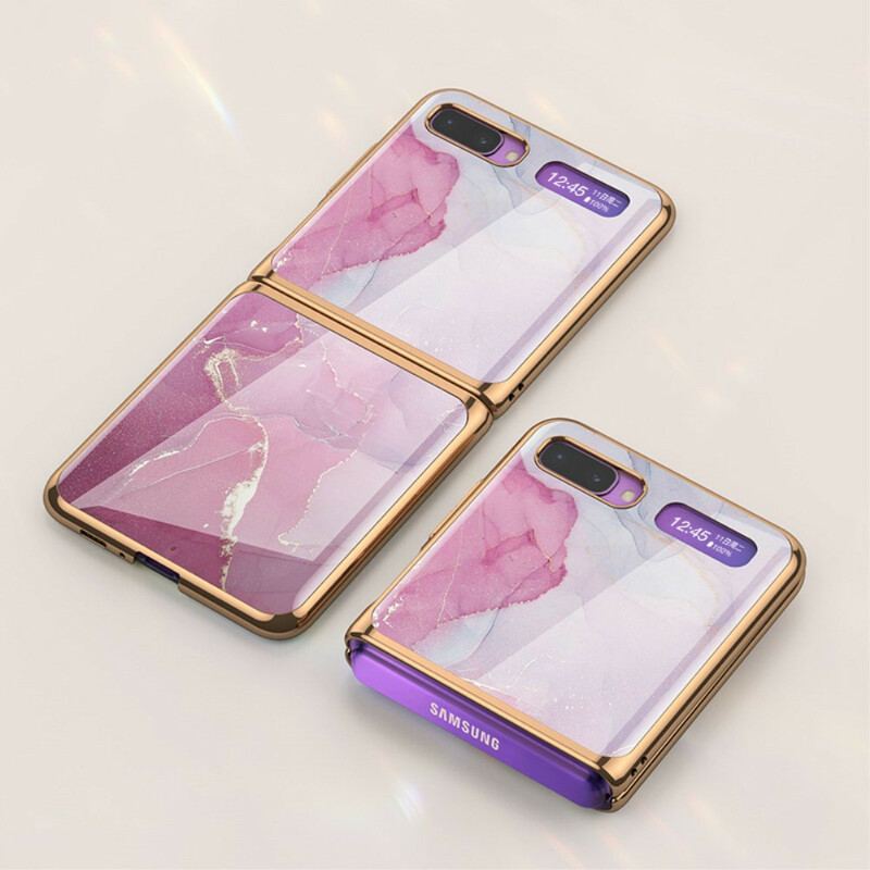 Capa Para Samsung Galaxy Z Flip De Couro Estilo Mármore Colorido Gkk